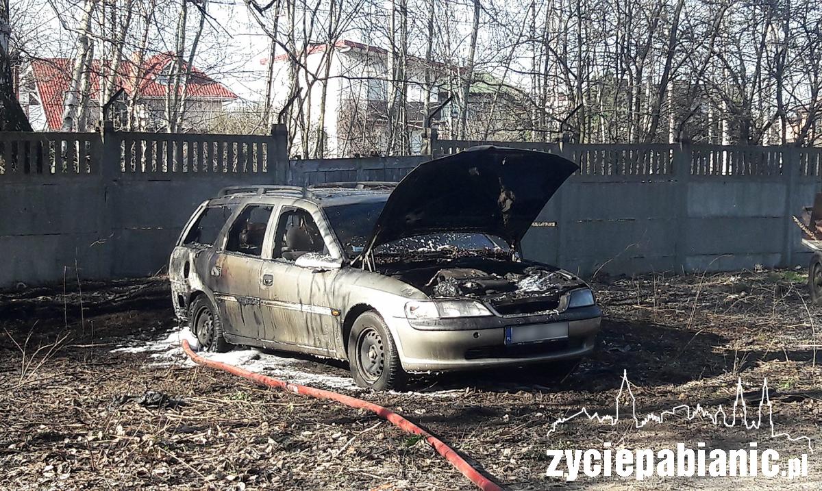 Pożar trawy i auta