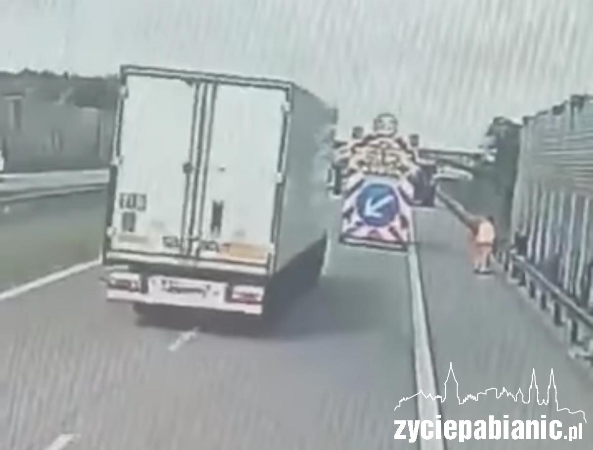 Kolizja na S8. Ciężarówka w rowie