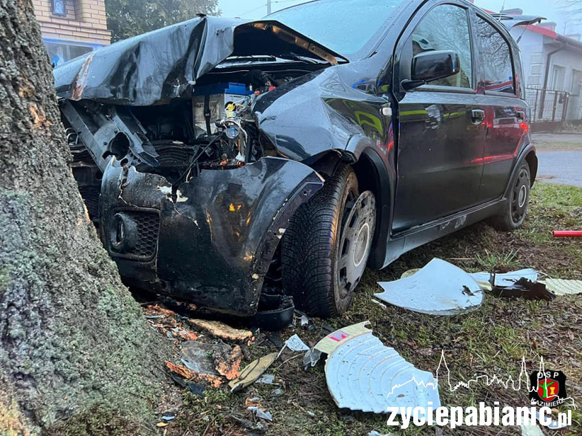 Rozbił auto na drzewie