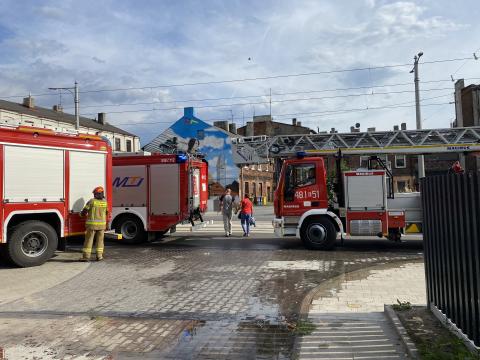 pożar przy ul Warszawskiej