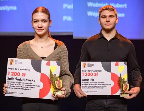 Julia Śmiałkowska (Azja Pabianice) i Artur Pik (Nelson Pabianice) zostali nagrodzeni przez władze województwa łódzkiego Życie Pabianic