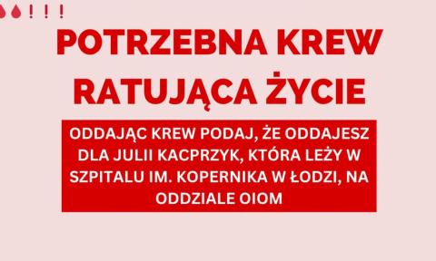 Żona piłkarza Iskry Dobroń pilnie potrzebuje krwi Życie Pabianic