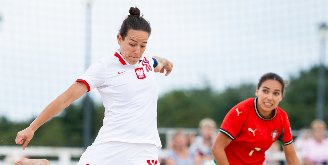 Dagmara Suskiewicz (PTC Pabianice) strzeliła gola reprezentacji Portugalii. Fot. facebook.com/Łączy Nas Beach Soccer