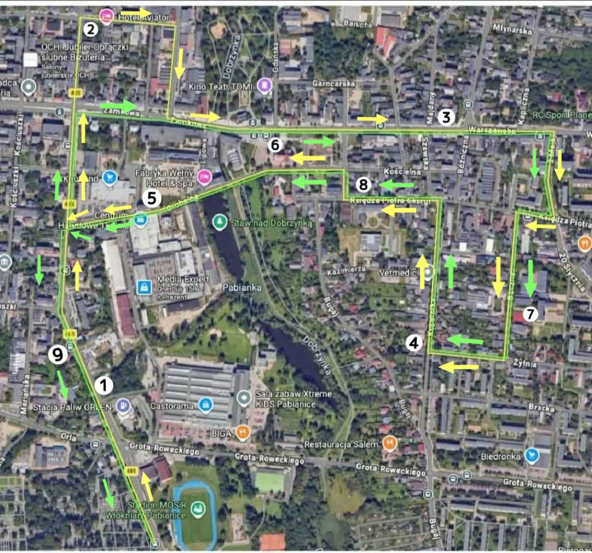 mapa biegu- Wszystko Gra Pabianice